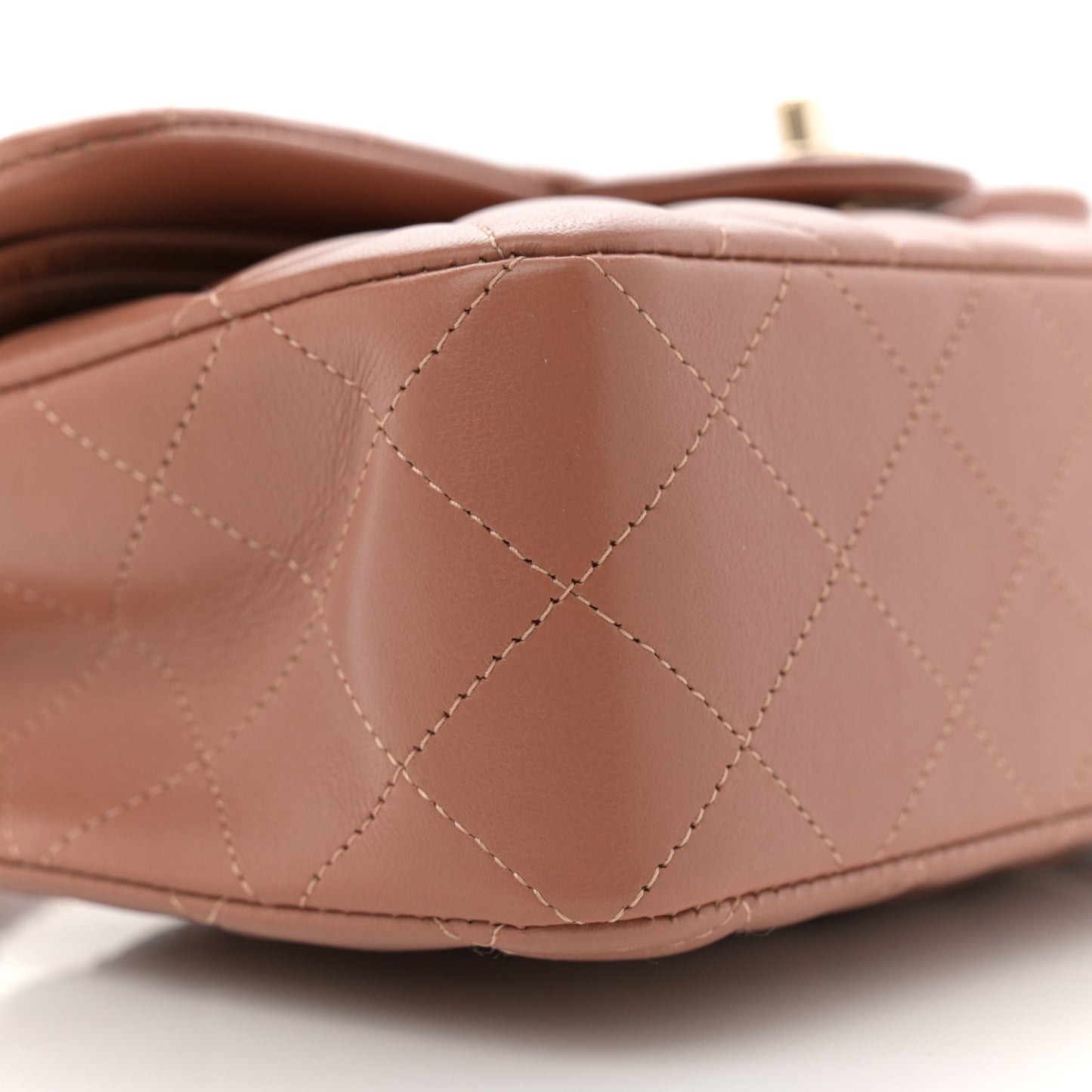 Lambskin Quilted Small Double Flap Brown