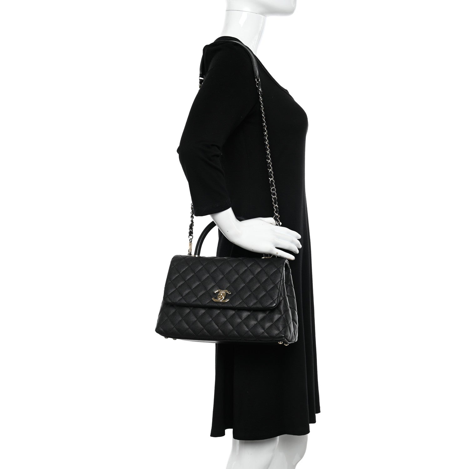 Chanel Caviar Quilted Small Coco Handle Flap Black 2 of 10