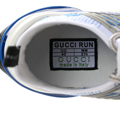 Gucci Technical Knit Fabric Waves GG Monogram Womens Gucci Run Sneakers 40 Great White Bright Splash Thunder Grey Sky 6 of 7