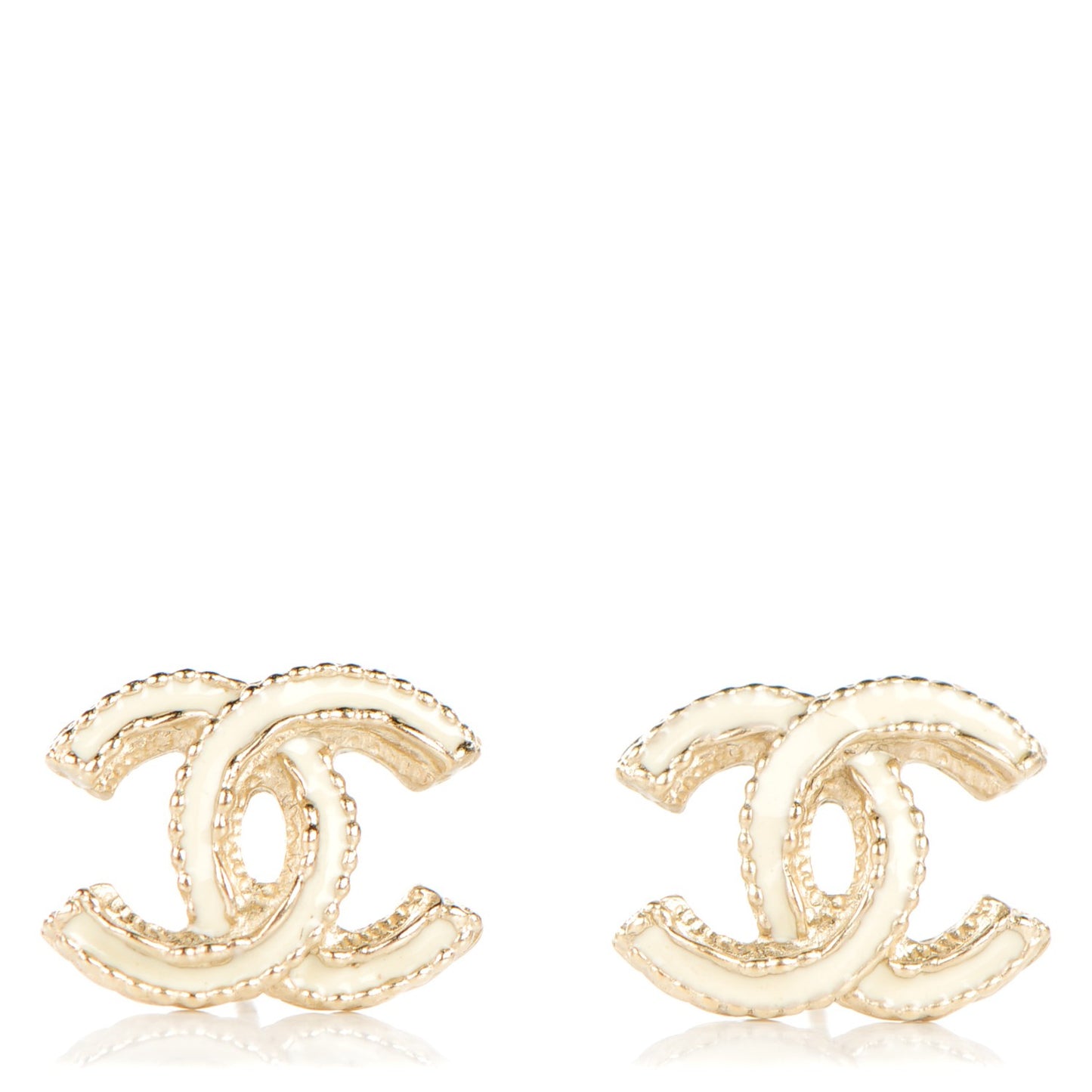 Enamel CC Earrings Gold Ivory