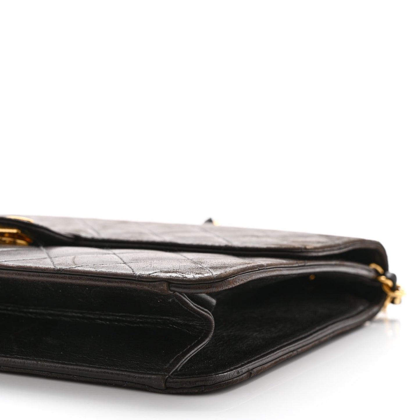 Lambskin Quilted Medium Single Flap Brown