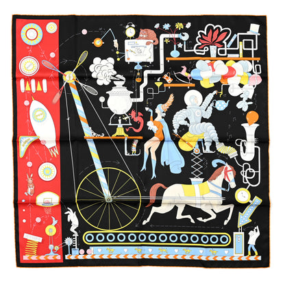 Hermes Silk Tea For Two Scarf 90 Black Rouge Multicolor 1 of 4