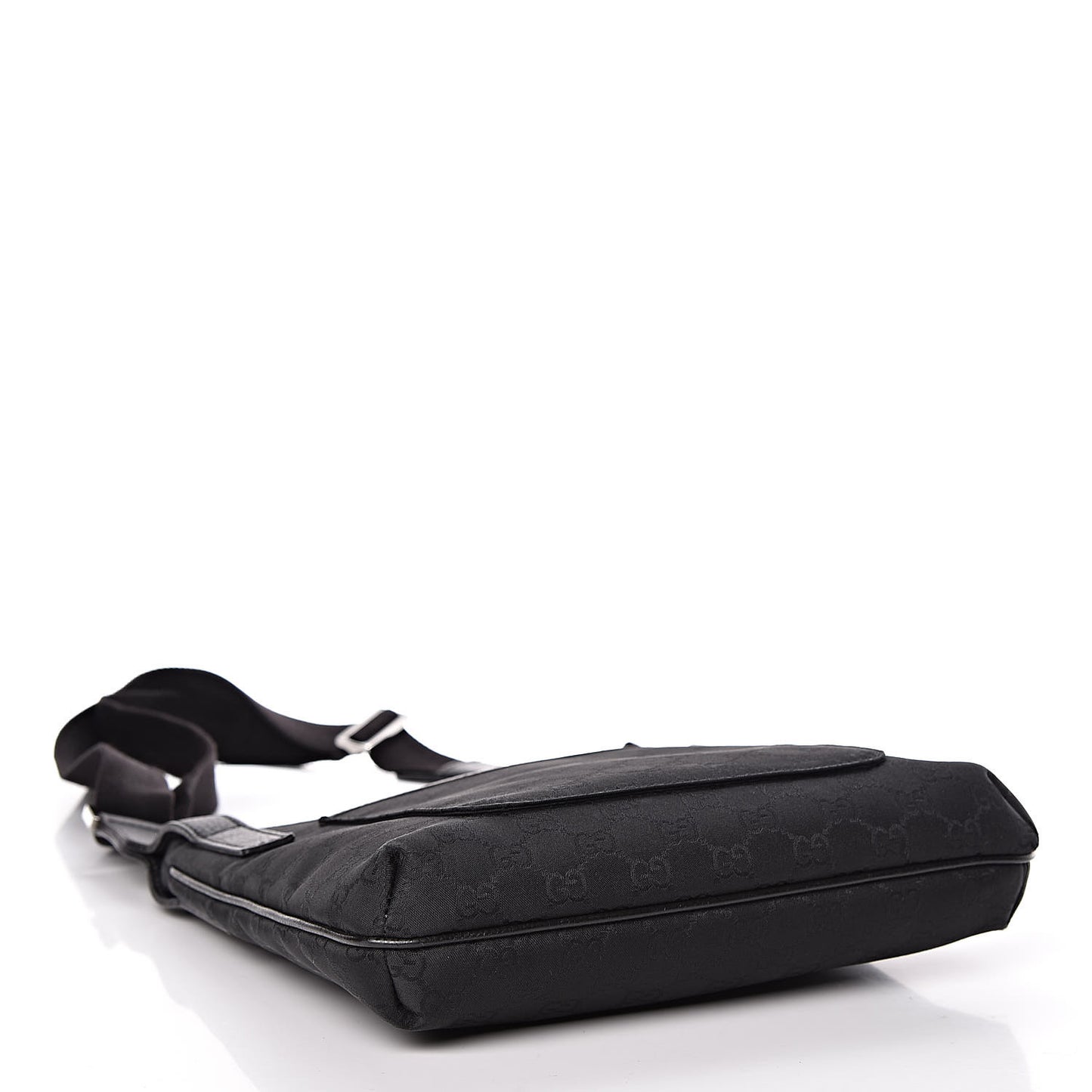 Nylon Monogram Flat Messenger Bag Black