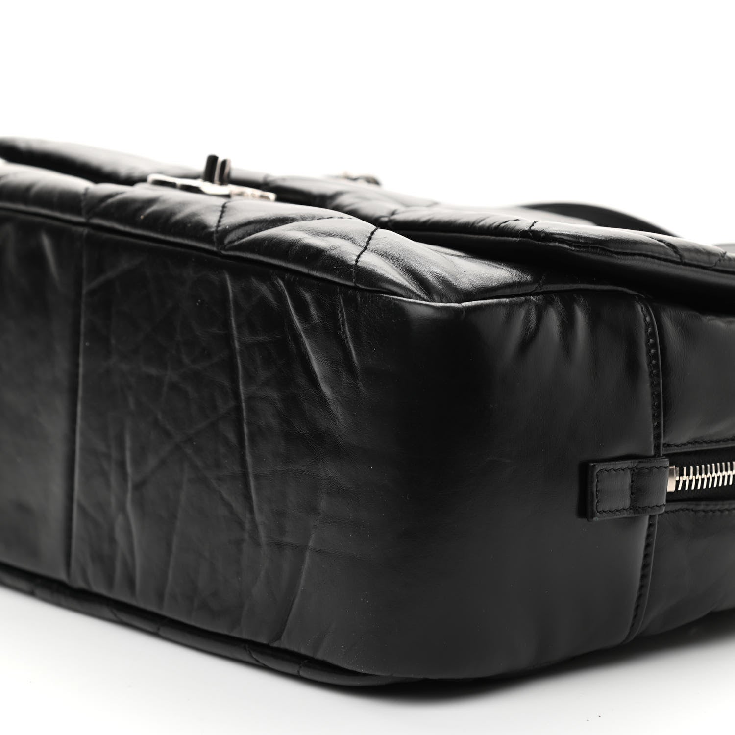 Chanel Aged Calfskin Quilted Small Express Bowling Bag Black 9 of 9