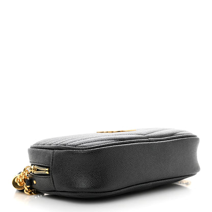 Saint Laurent Grain De Poudre Matelasse Monogram Mini Lou Camera Bag Black 4 of 10