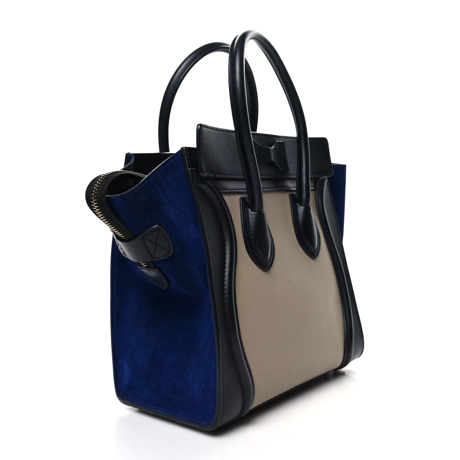 Celine Elephant Calfskin Suede Micro Tri-Color Luggage Sand 3 of 13