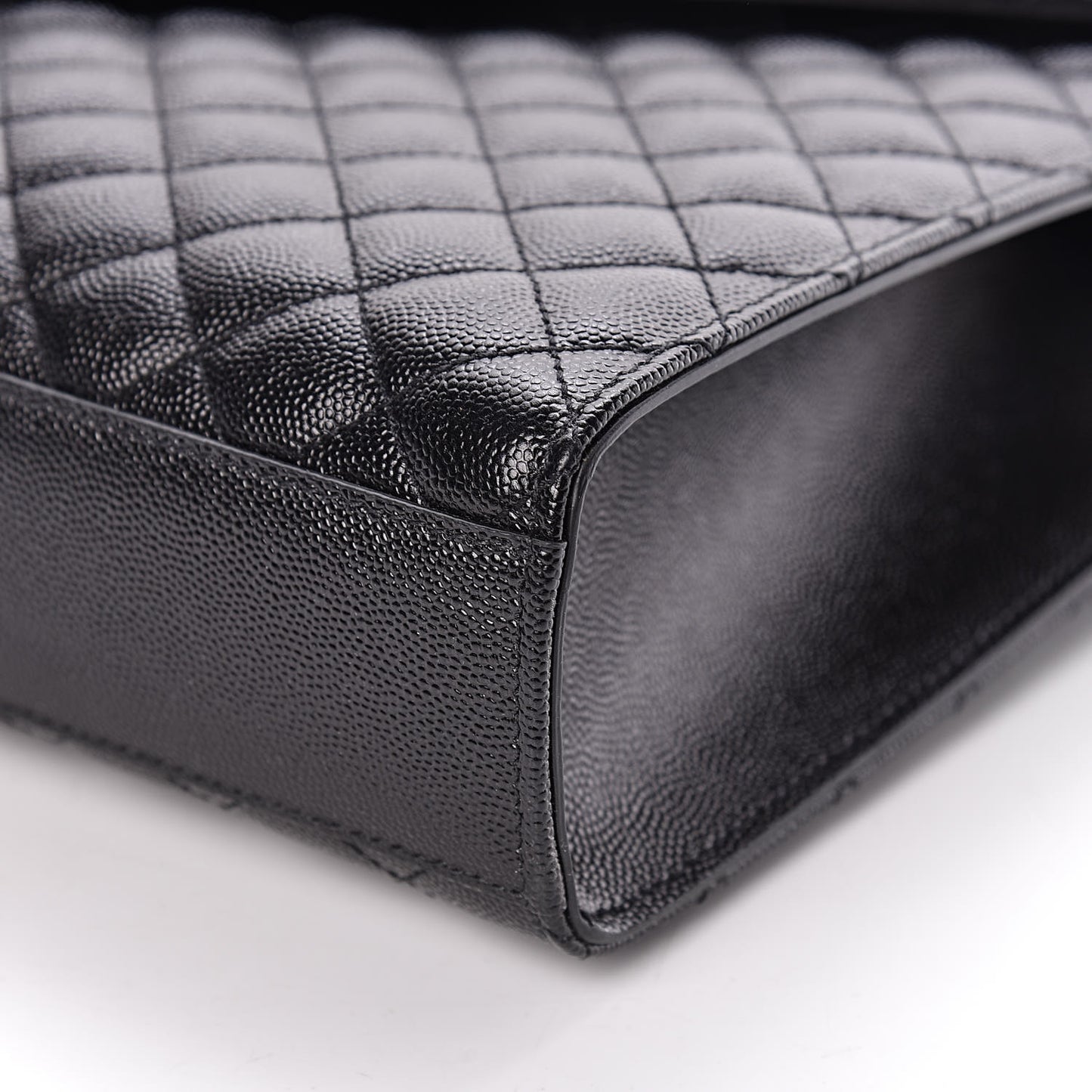 Grain De Poudre Textured Mixed Matelasse Large Triquilt Monogram Satchel Black