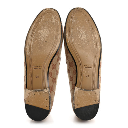 Gucci Canvas GG Monogram Horsebit Womens Jordaan Loafers 38 Beige Ruggine Rust 6 of 12