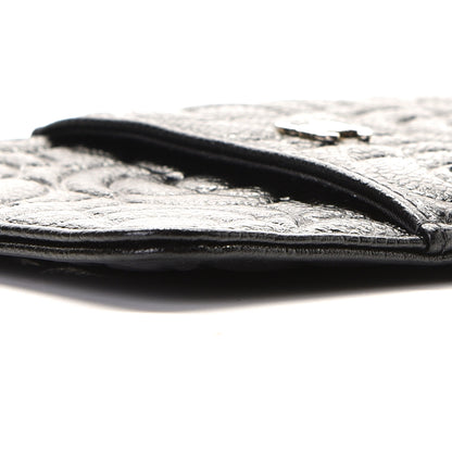 Chanel Caviar Camellia Embossed Classic Flat Wallet Pouch Black 5 of 7
