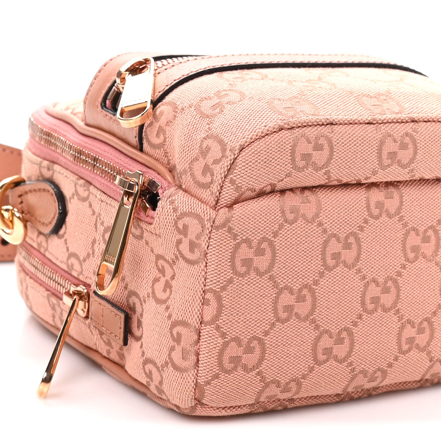 Monogram Textured Dollar Calfskin Mini Ophidia Crossbody Cloche Rose Pink