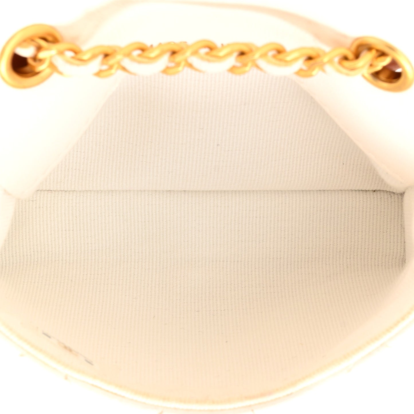 Lambskin Enamel Quilted Mini Chain Belt Bag White