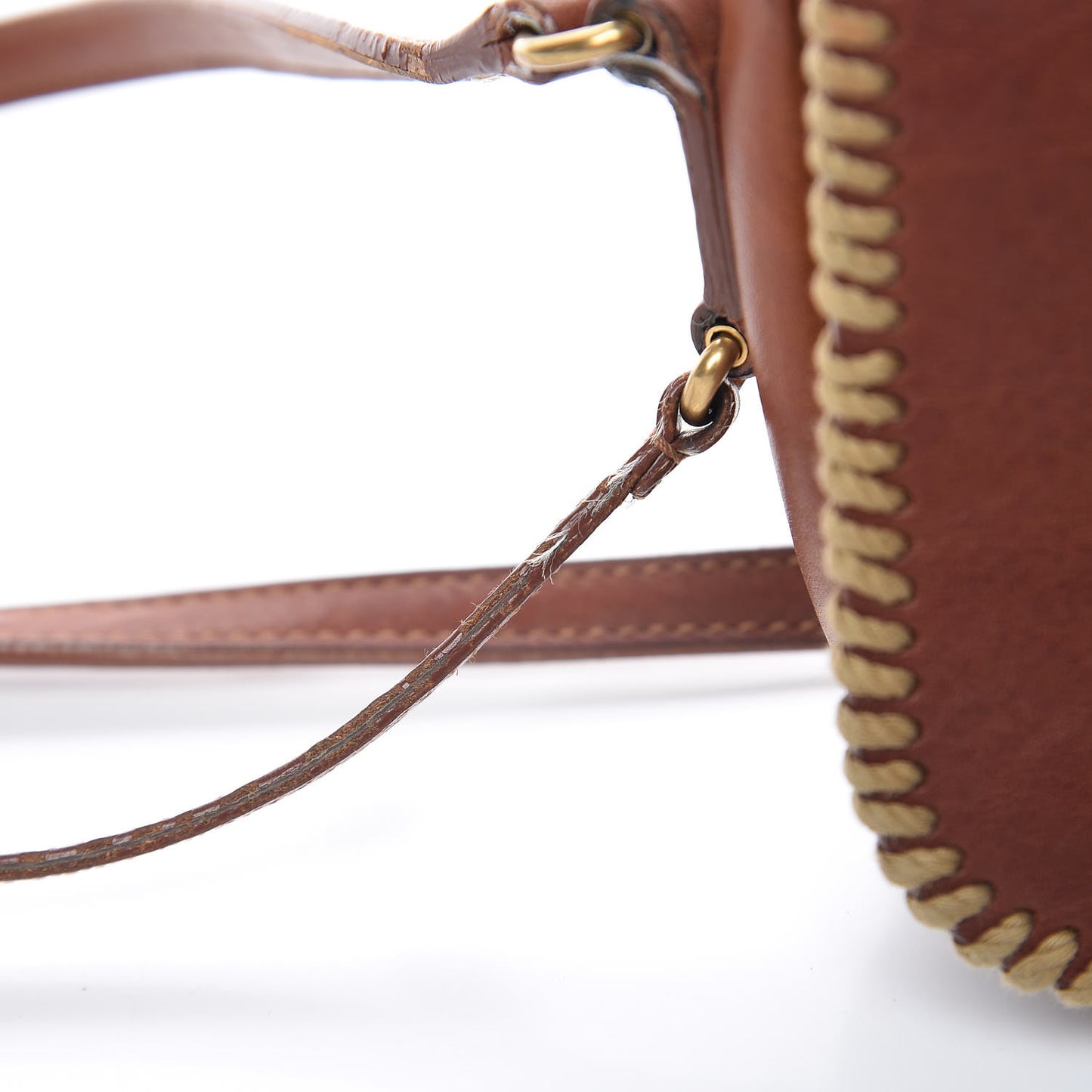 Calfskin Whipstitch Toy Charlotte Messenger Bag Cognac