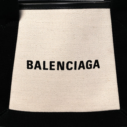 Balenciaga Cotton Canvas Calfskin Navy Cabas XS Natural Black 9 of 18