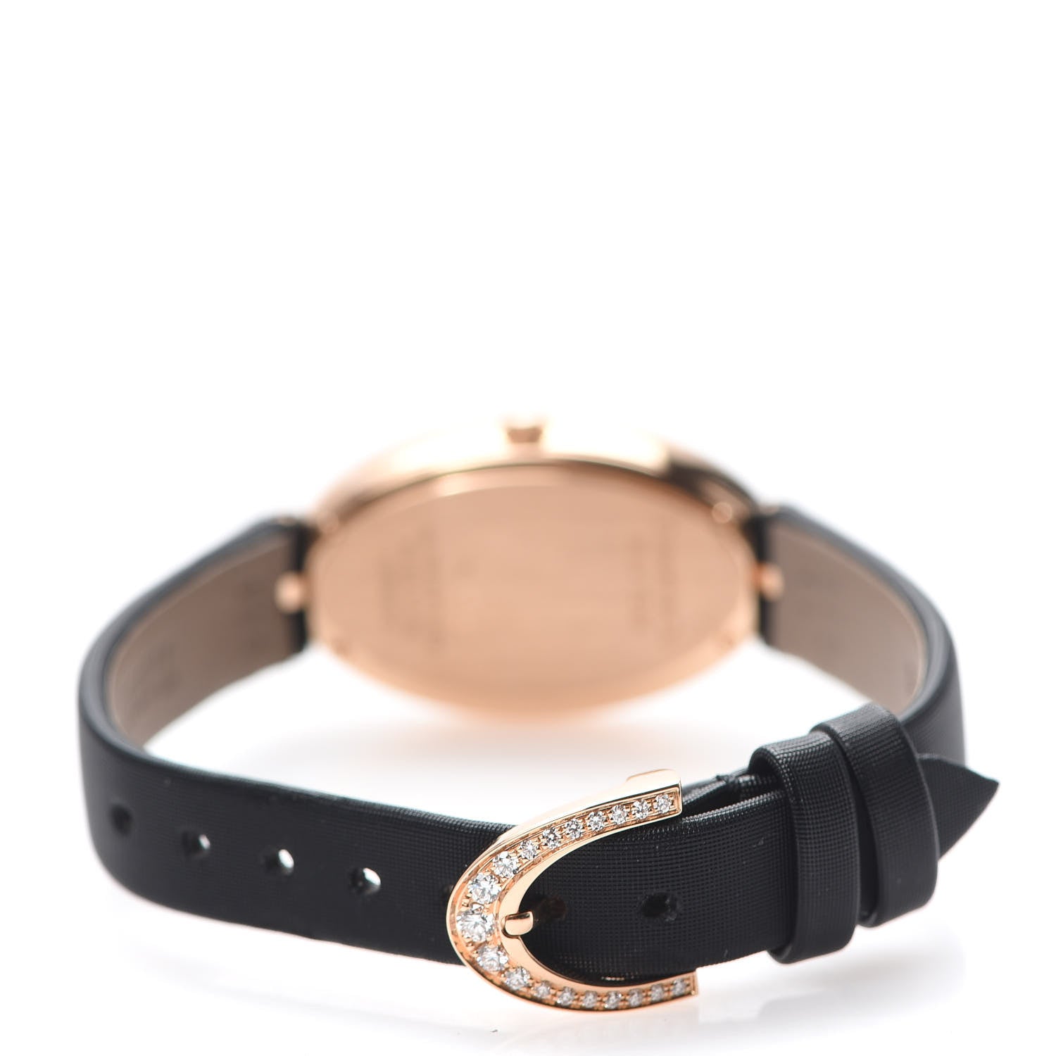 Tiffany 18K Rose Gold Satin Diamond Bezel 21mm 2-Hand Cocktail Quartz Watch Black 3 of 7