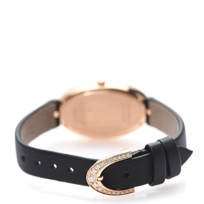 Tiffany 18K Rose Gold Satin Diamond Bezel 21mm 2-Hand Cocktail Quartz Watch Black 3 of 7