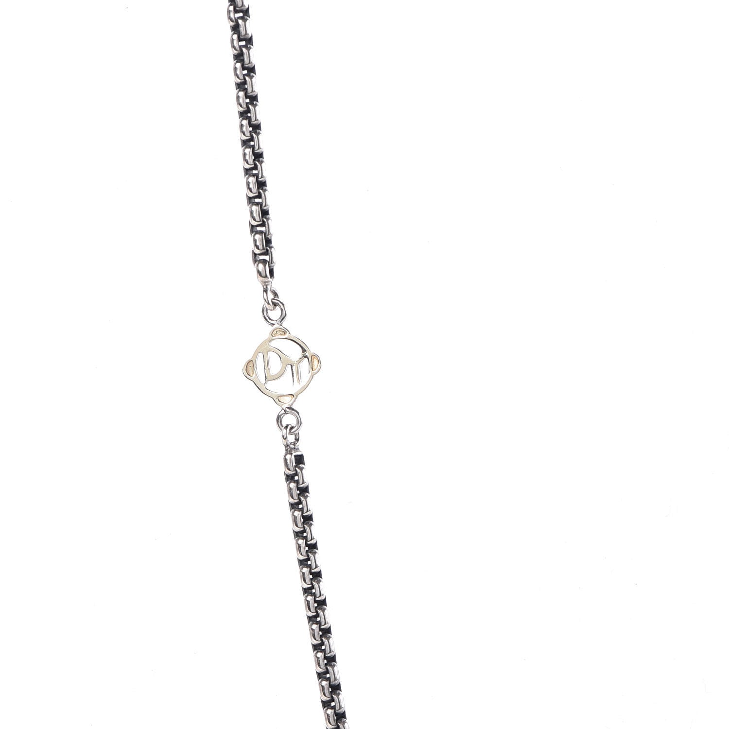 David Yurman Sterling Silver 14K Yellow Gold Pearl Logo Station Necklace 32" 4 of 5