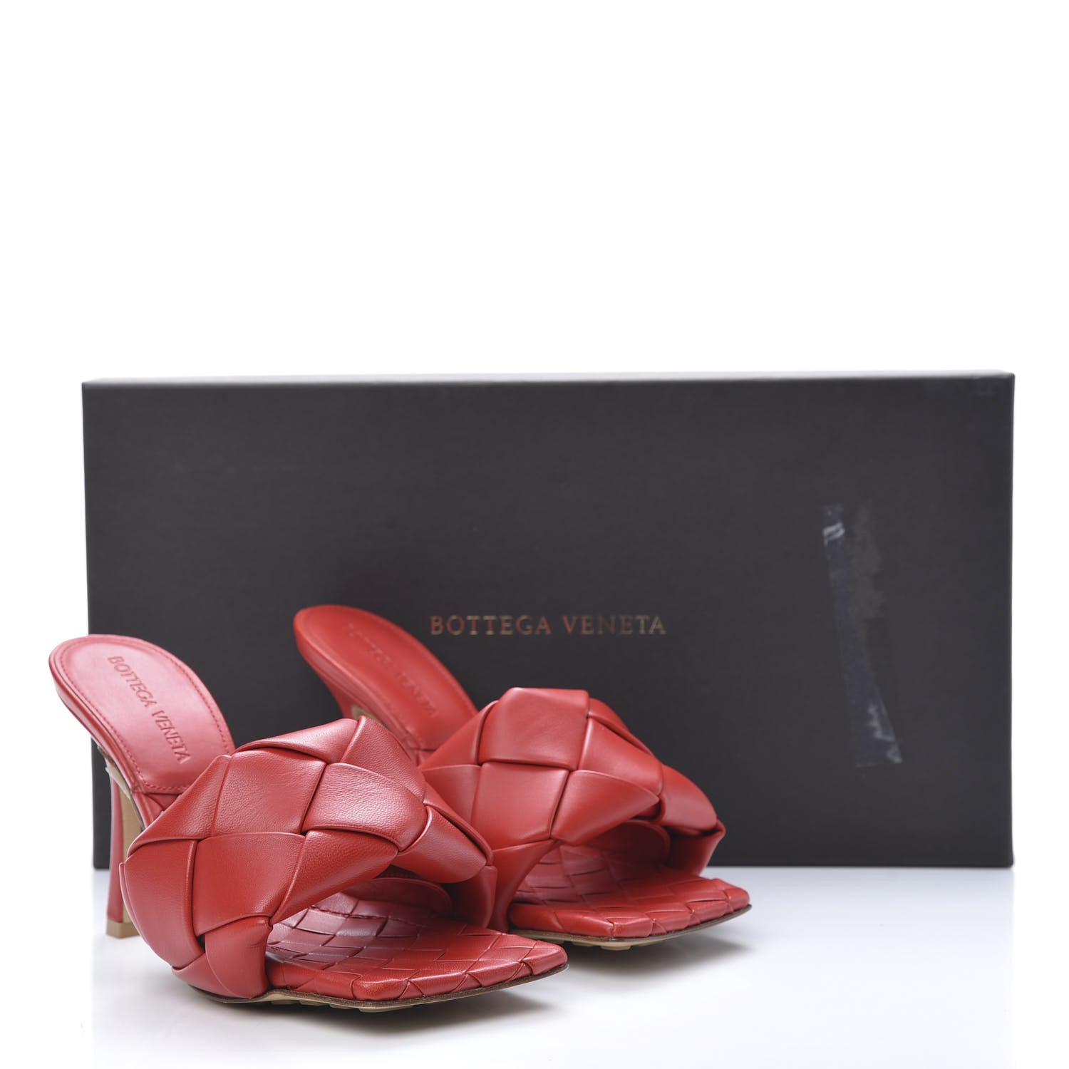Bottega Veneta Nappa Maxi Intrecciato Lido 90mm Mule Sandals 35 Bright Red 8 of 8
