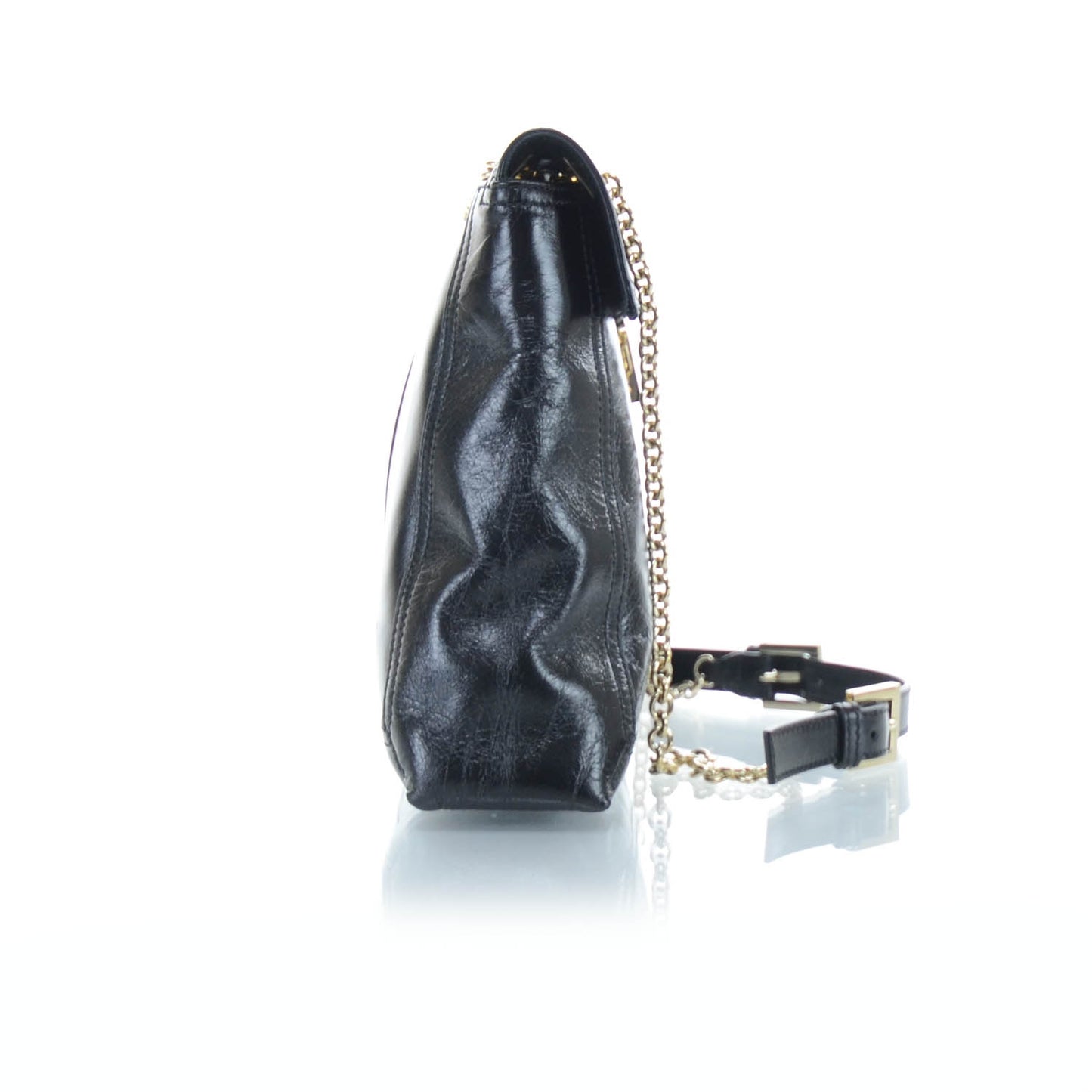 Vitello Acqua Maxi Baguette Shoulder Bag Black
