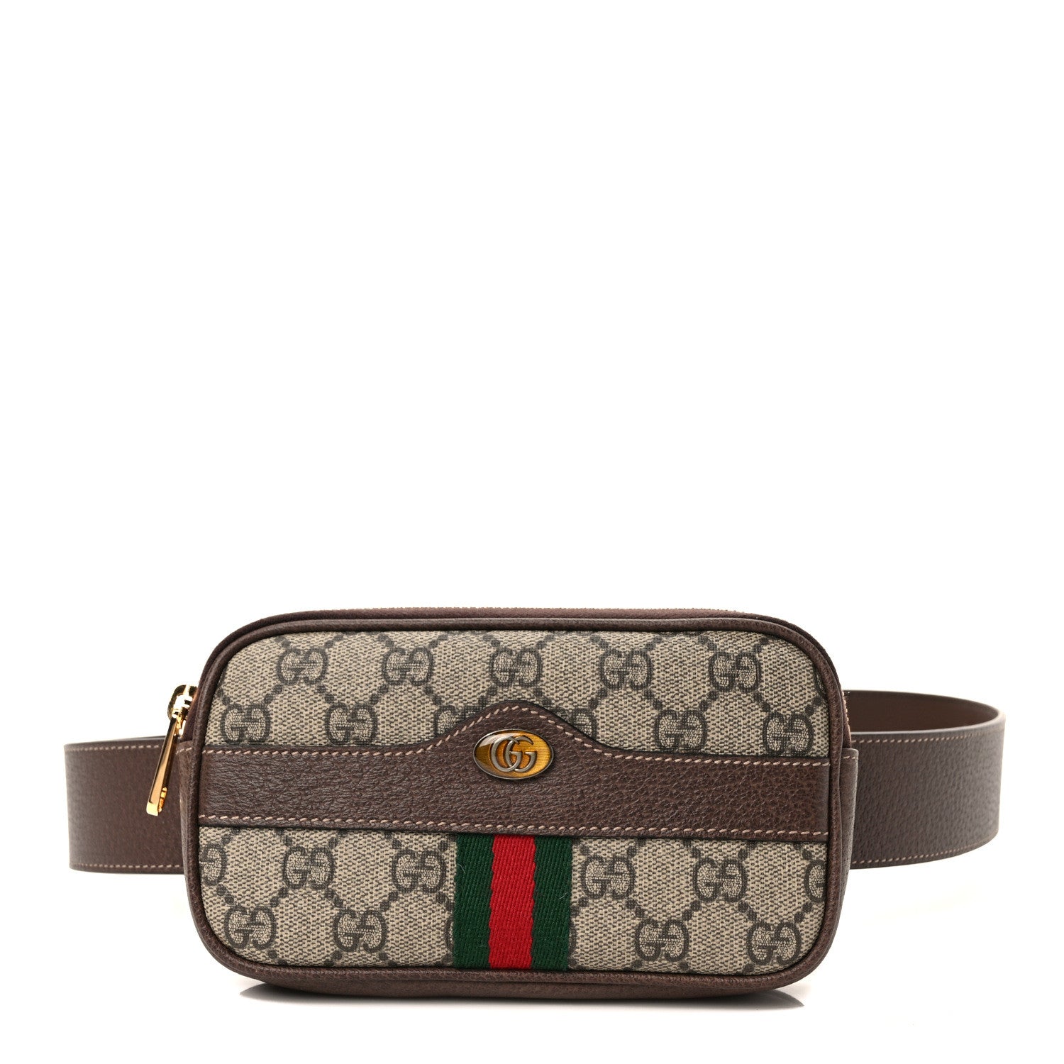 Gucci GG Supreme Monogram Web Ophidia Belted iPhone Case 85 34 Dark Brown 1 of 8
