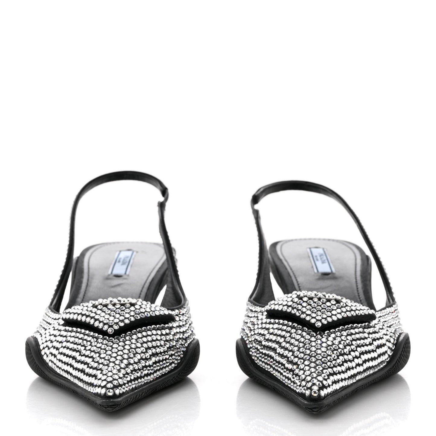 Satin Crystal Logo 45mm Slingback Pumps 39.5 Cristal