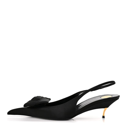 Saint Laurent Satin Crepe Dakota 50 Slingback Pumps 40.5 Black 1 of 9