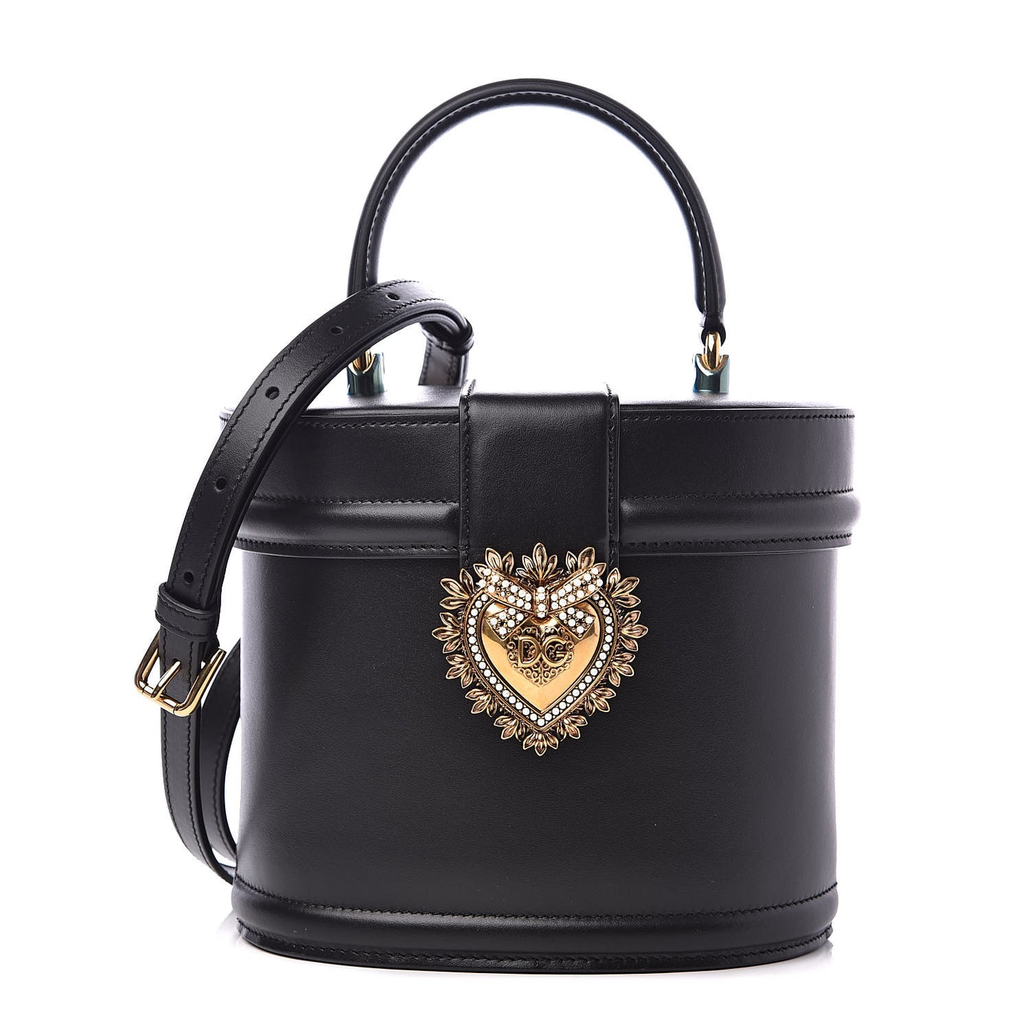 Smooth Calfskin Devotion Bucket Top Handle Bag Black
