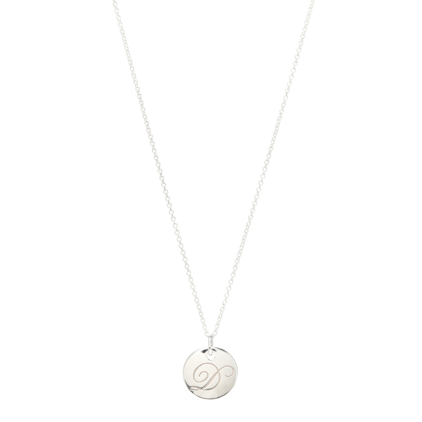 Sterling Silver Letter D Round Pendant Necklace