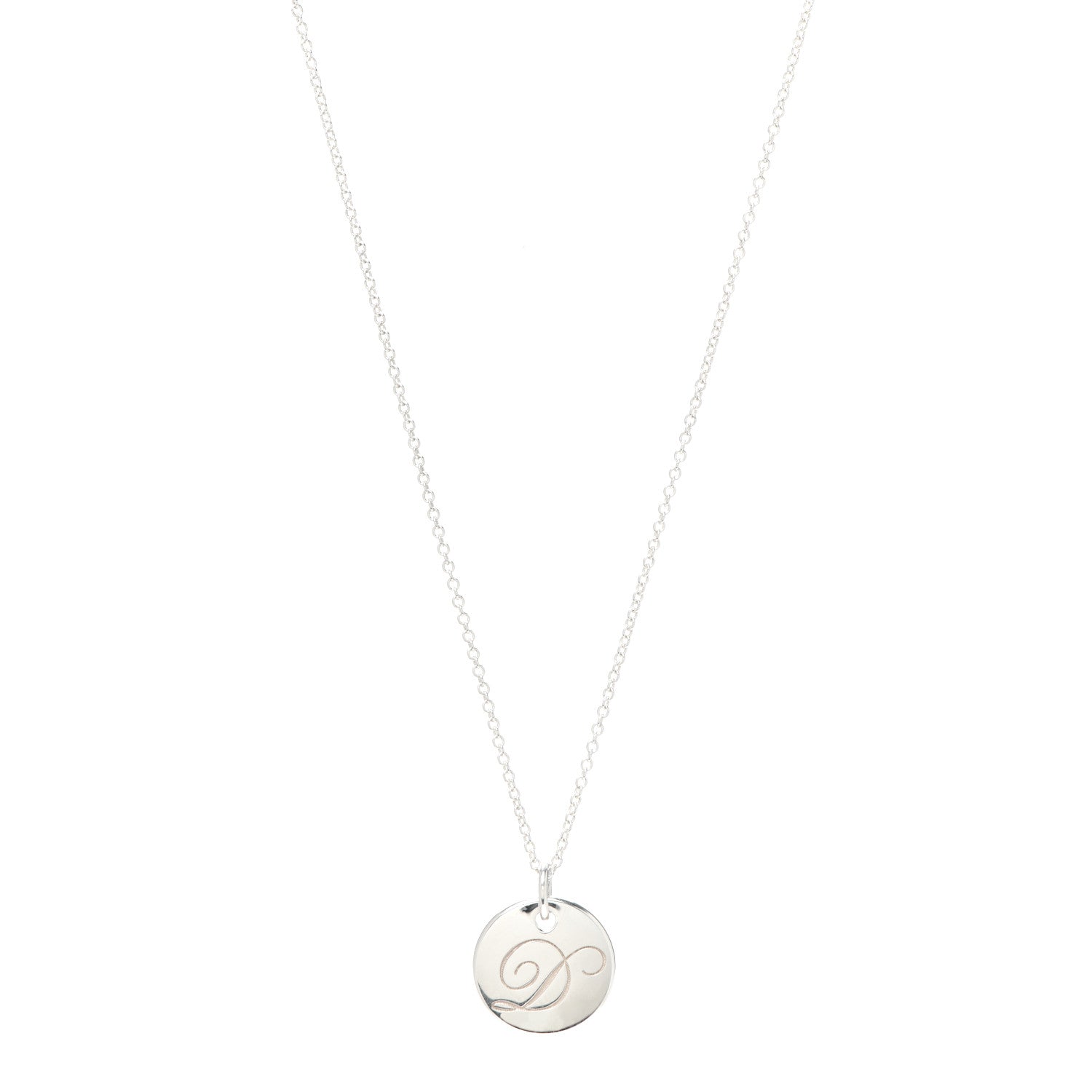 Tiffany Sterling Silver Letter D Round Pendant Necklace 1 of 5