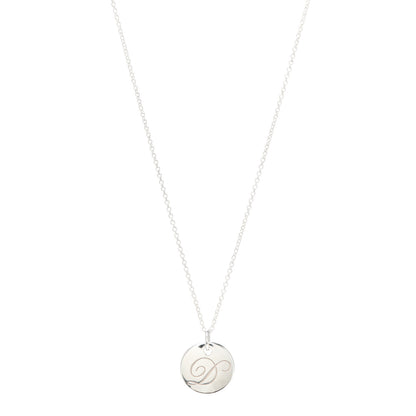 Tiffany Sterling Silver Letter D Round Pendant Necklace 1 of 5