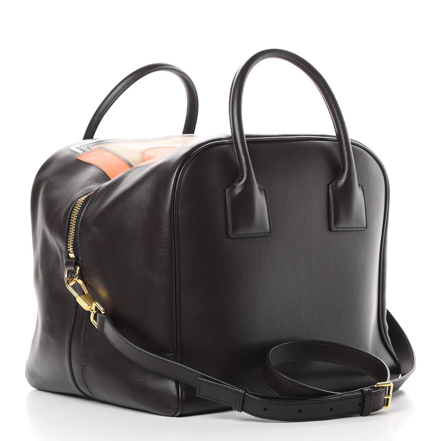 Smooth Calfskin Medium Cube Bowling Bag Dark Brown