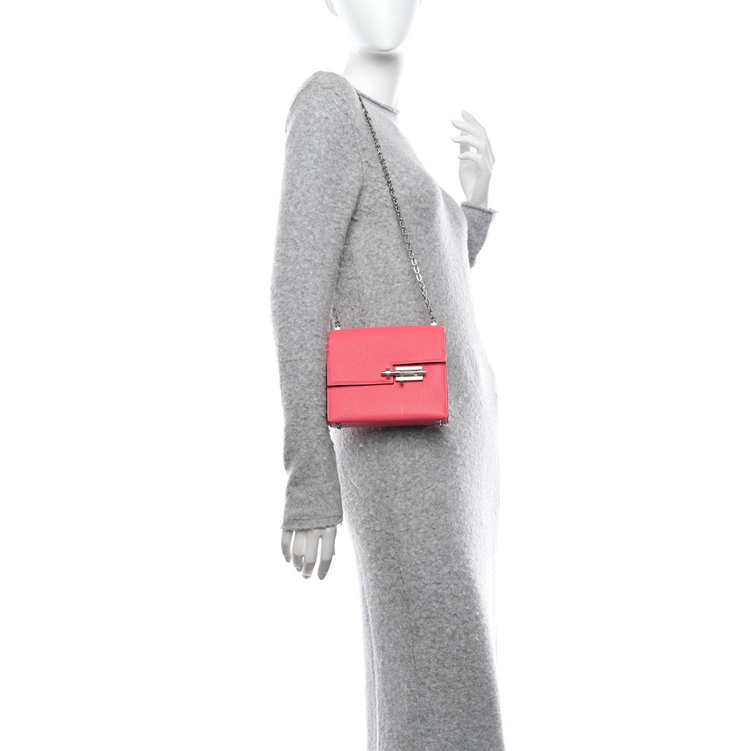 Hermes Chevre Mysore Mini Verrou Chaine Bag Rose Lipstick 2 of 10