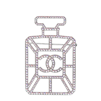 Chanel Ruthenium Crystal Perfume Bottle CC Brooch Iridescent Pink 1 of 5