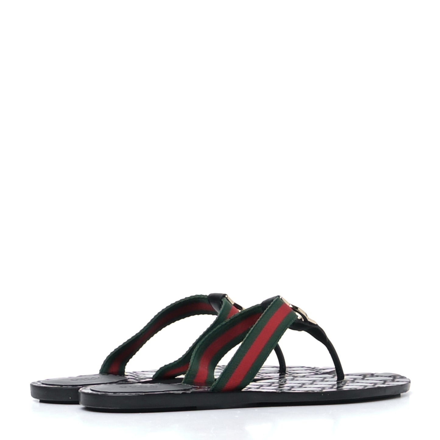 Nylon Guccissima Web Womens Thong Sandals 39 Green Red Black