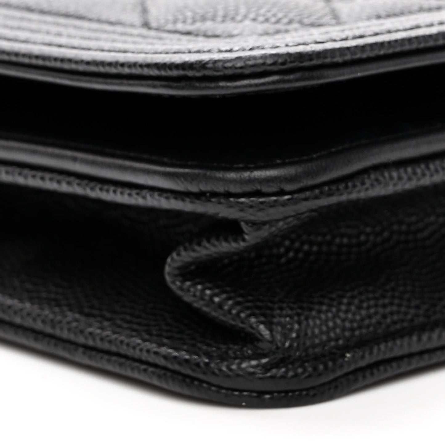 Caviar Quilted Boy Wallet On Chain WOC Black