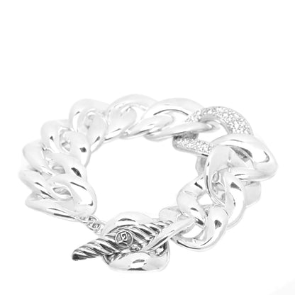 David Yurman Sterling Silver Diamond Large Cordelia Curb Link Bracelet 2 of 4