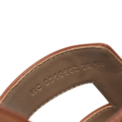 Hermes Box Calfskin Oran Sandals 38 Gold 9 of 10