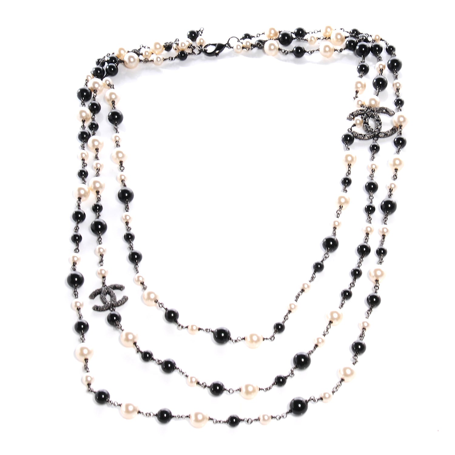 Chanel Ruthenium Camellia Pearl CC Necklace Black 3 of 6
