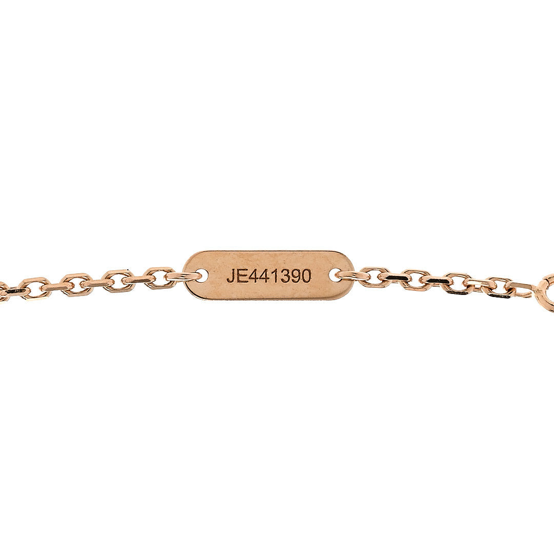 Van Cleef & Arpels 18K Rose Gold Diamond Pink Porcelain Vintage Alhambra Pendant Necklace 4 of 6