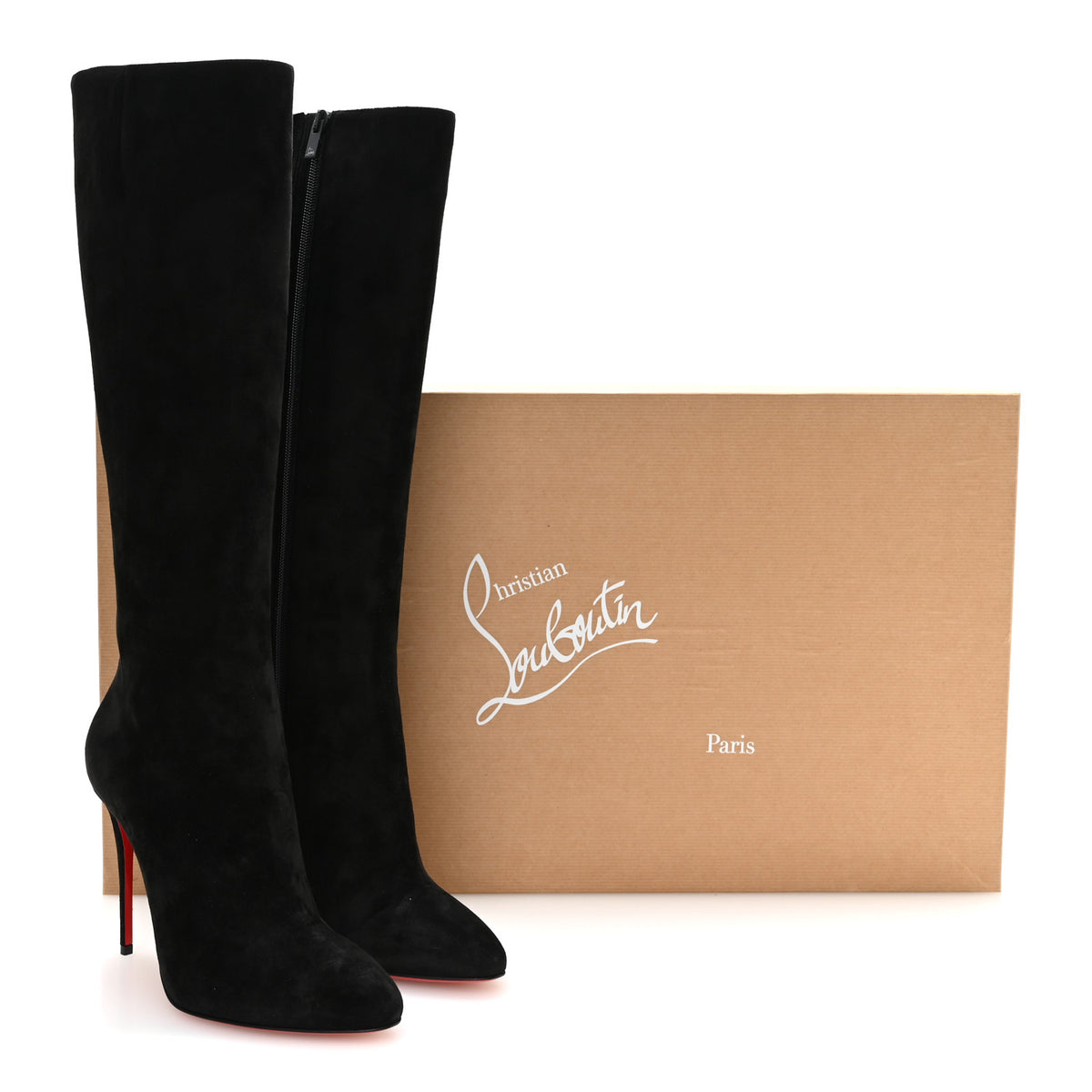 Christian Louboutin Veau Velours Eloise Botta 100 Knee Boots 38 Black 8 of 8