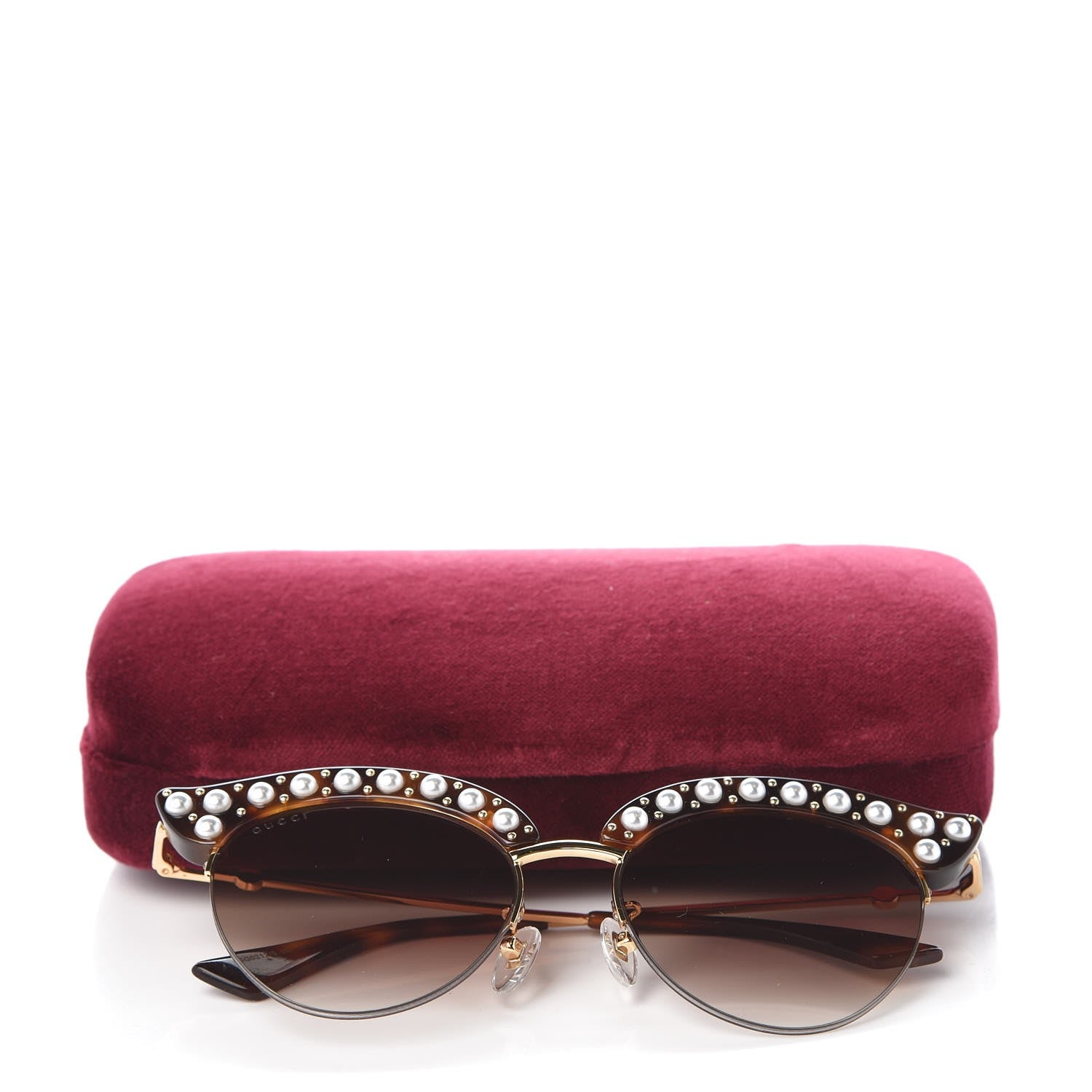 Gucci Pearl Cat Eye Sunglasses GG0212S Tortoise 8 of 8
