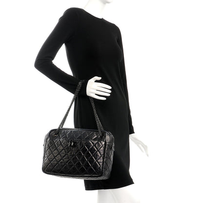 Chanel Metallic Aged Calfskin Quilted Large Reissue Camera Case Black 3 of 8
