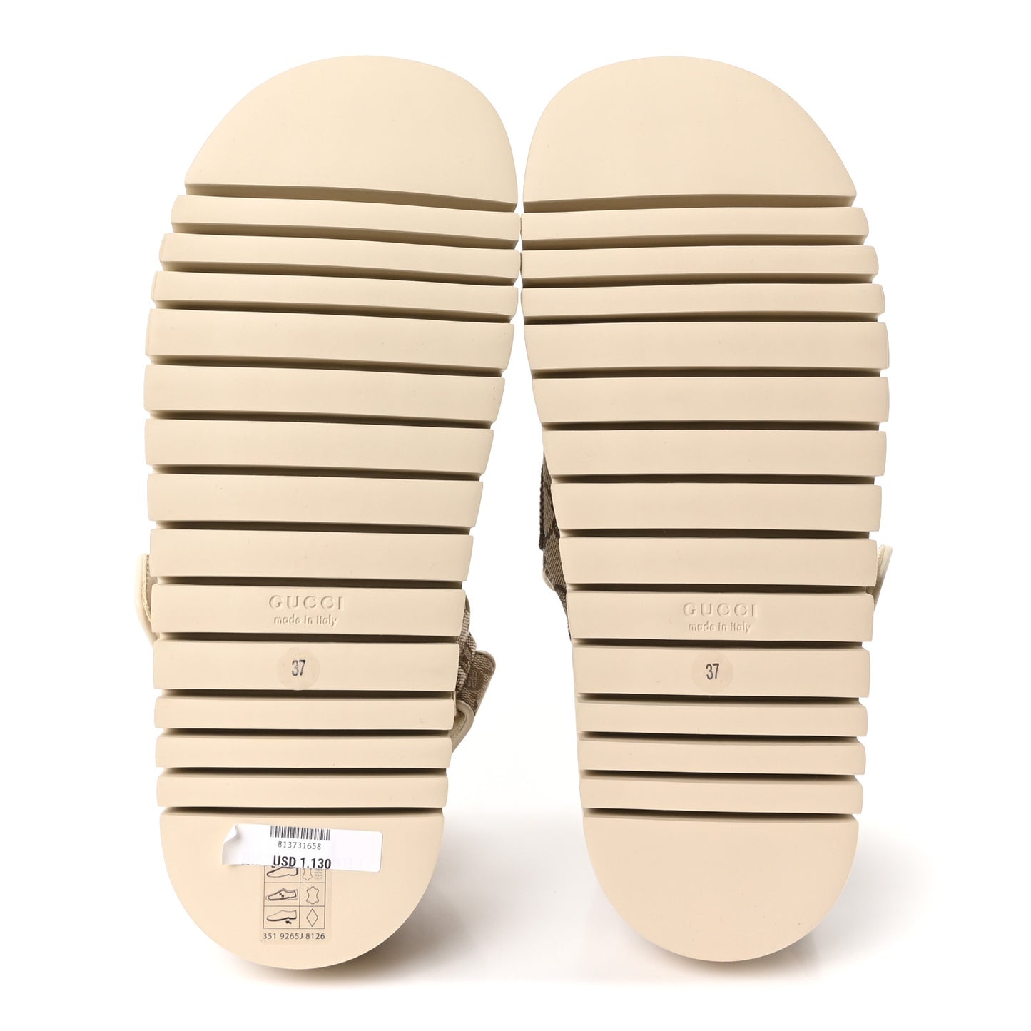 Monogram Kid Scamosciato Double G Womens Dad Sandals 37 Beige Ebony New Acero