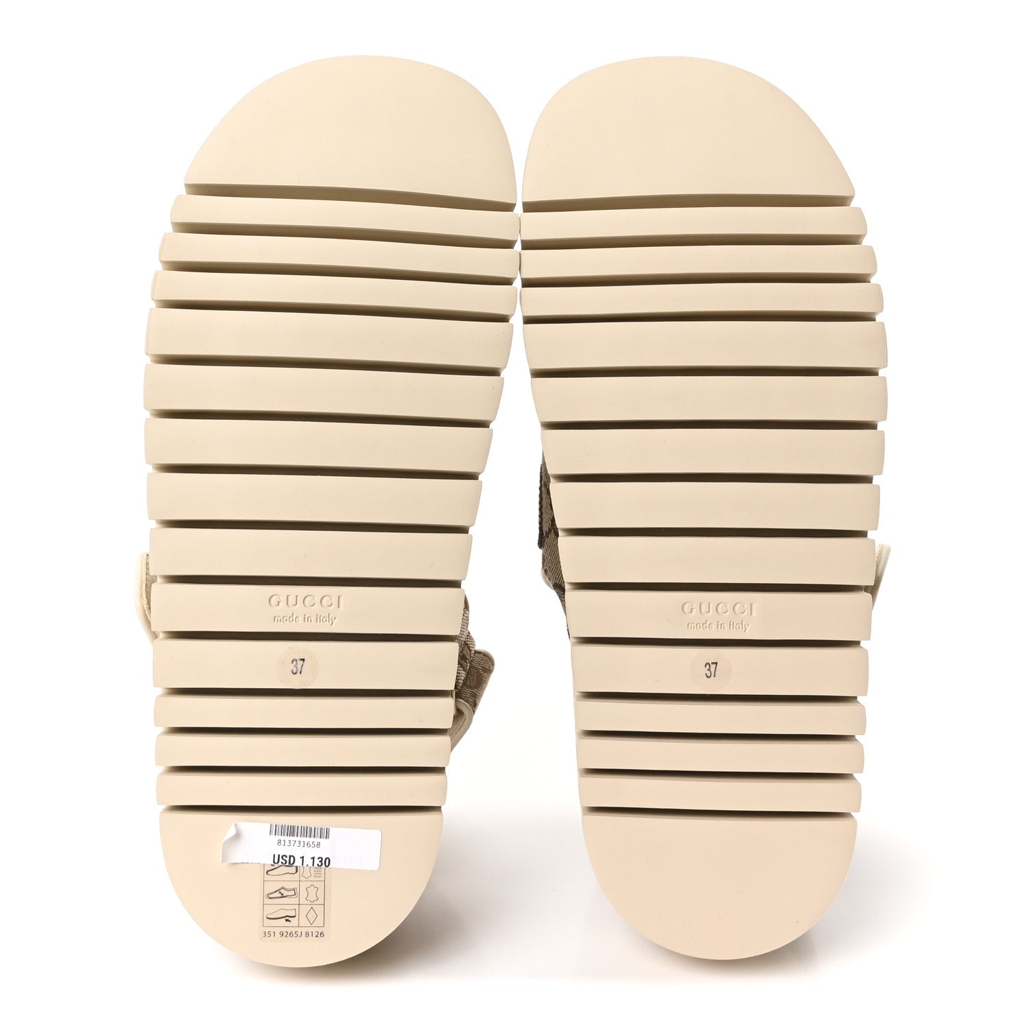 Gucci Monogram Kid Scamosciato Double G Womens Dad Sandals 37 Beige Ebony New Acero 6 of 10