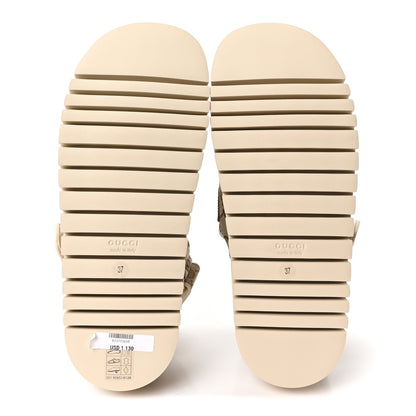 Gucci Monogram Kid Scamosciato Double G Womens Dad Sandals 37 Beige Ebony New Acero 6 of 10