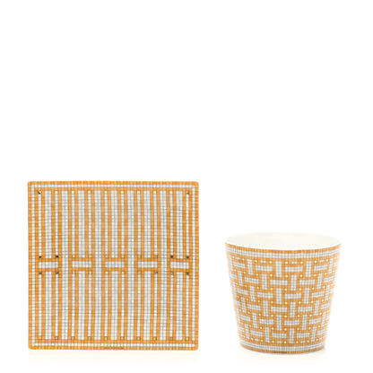 Hermes Porcelain Mosaique Au 24 Porcelain Candle Tumbler Gold 3 of 10
