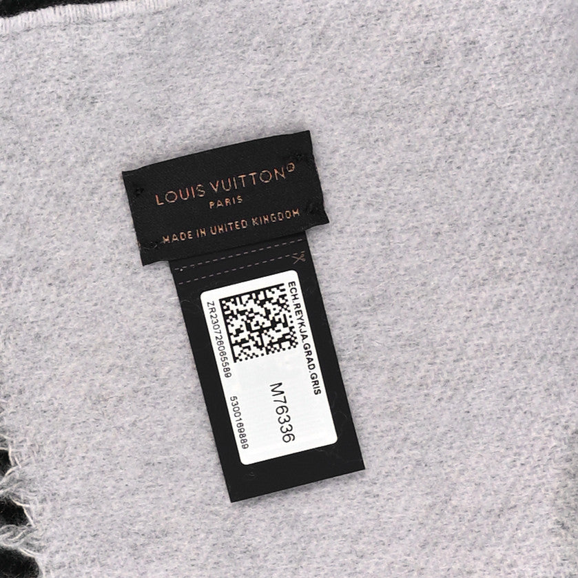 Louis Vuitton Cashmere Monogram Gradient Reykjavik Scarf Grey 3 of 3