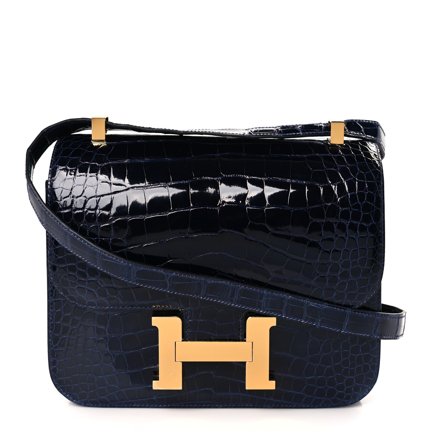 Shiny Alligator Verso Constance 24 Blue Saphire Bleu Paon
