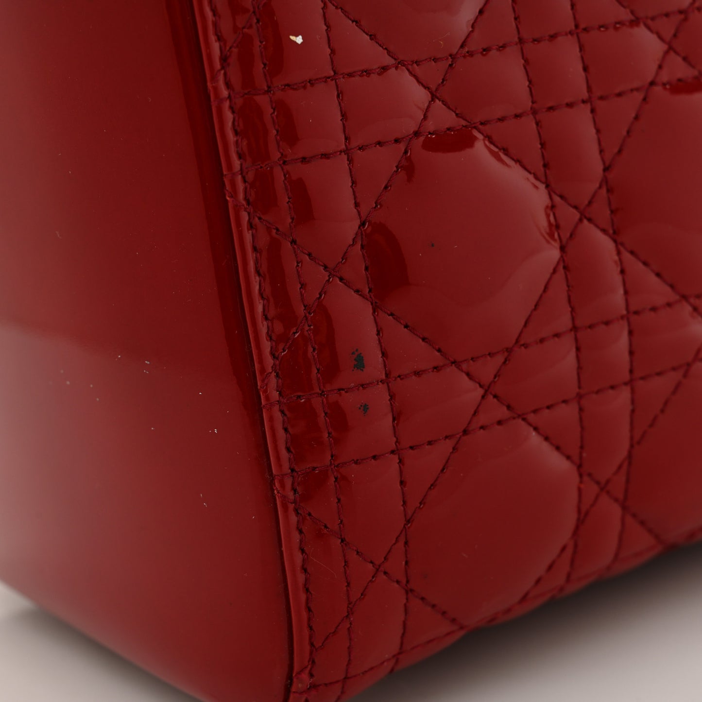 Patent Cannage Large Lady Dior Red