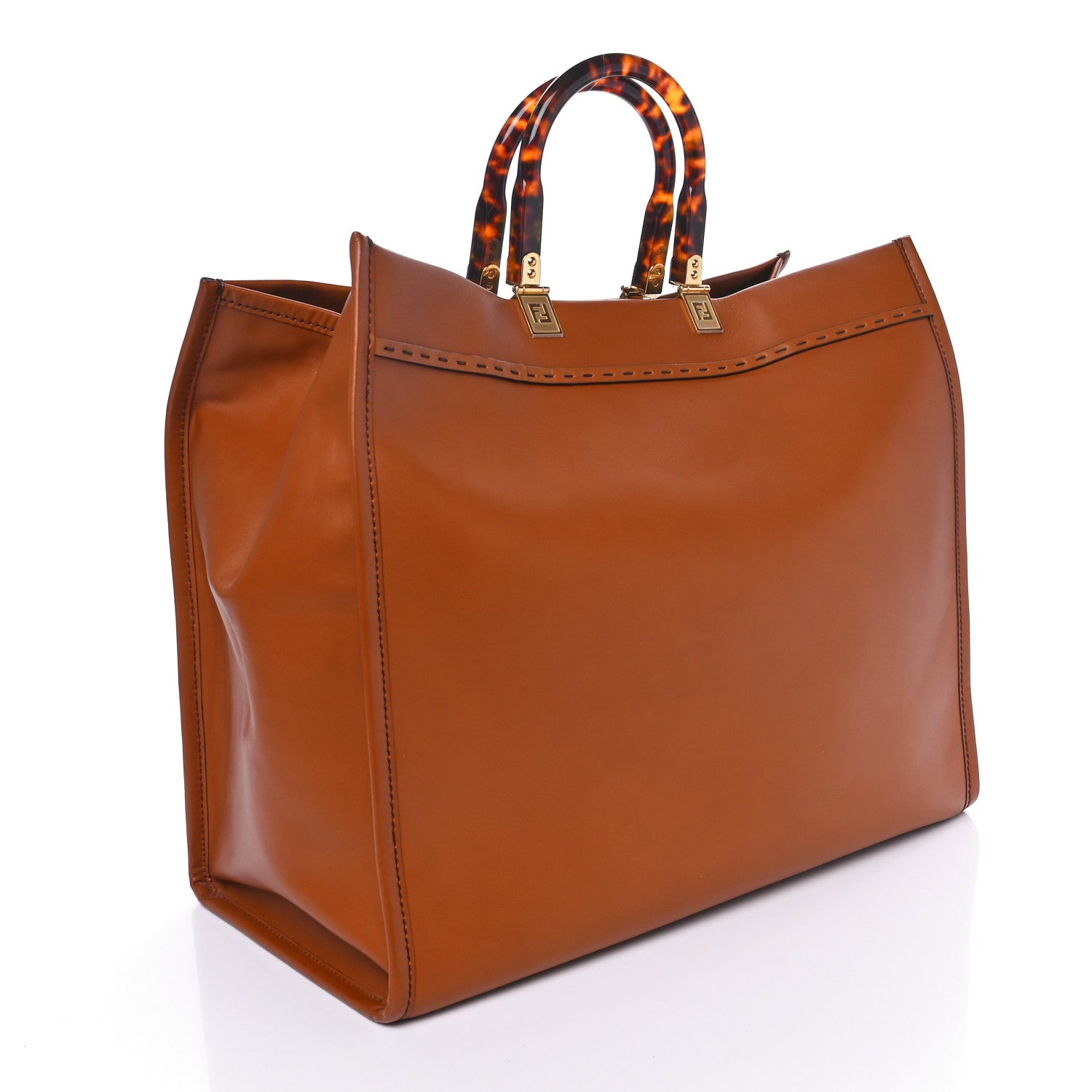 Fendi Vitello King Plexiglass Large Fendi Sunshine Shopper Tote Cuoio 3 of 9