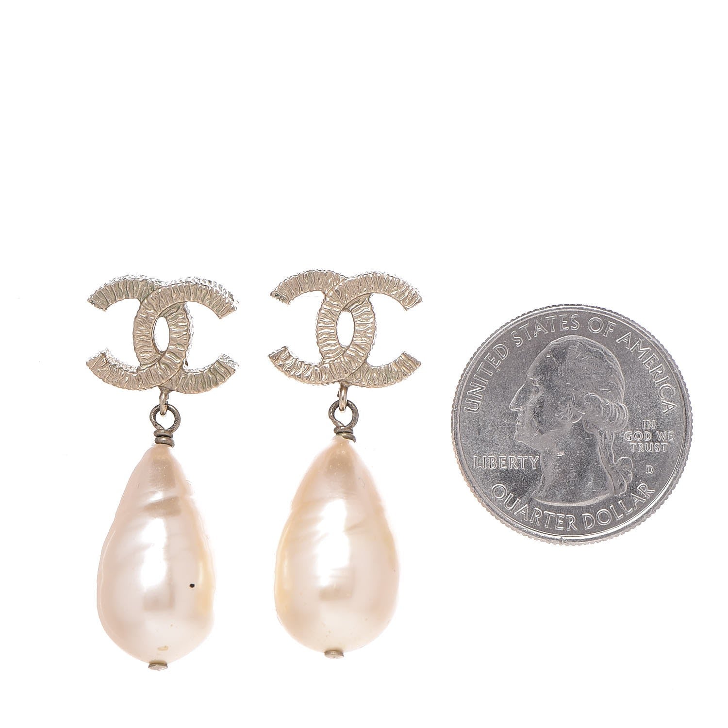 Chanel Pearl CC Teardrop Earrings Gold 2 of 6